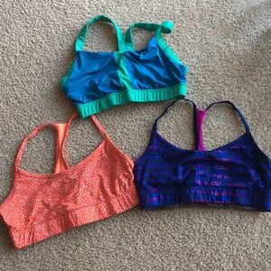 Lot of 3 Target Colorful Sports Bras Size Medium
